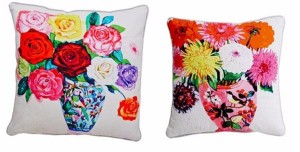 Rose and Dahlia Cushions Rice