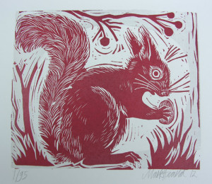 Lino Cut Squirrel Mark Herald