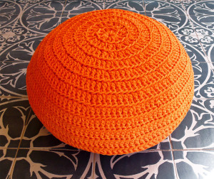Orange Crochet Pouf Glo and Mo 